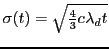 $\sigma(t)=\sqrt{\frac{4}{3}c\lambda_dt}$